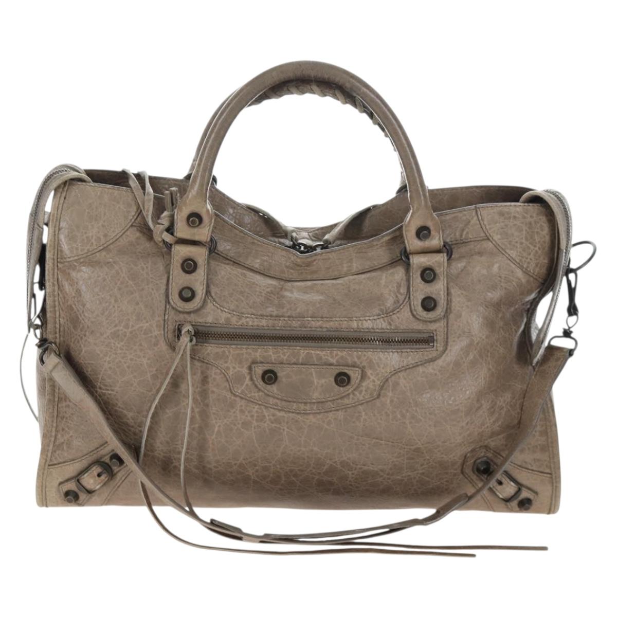 BALENCIAGA The City Hand Bag Leather Beige 115748 Auth yk20774M