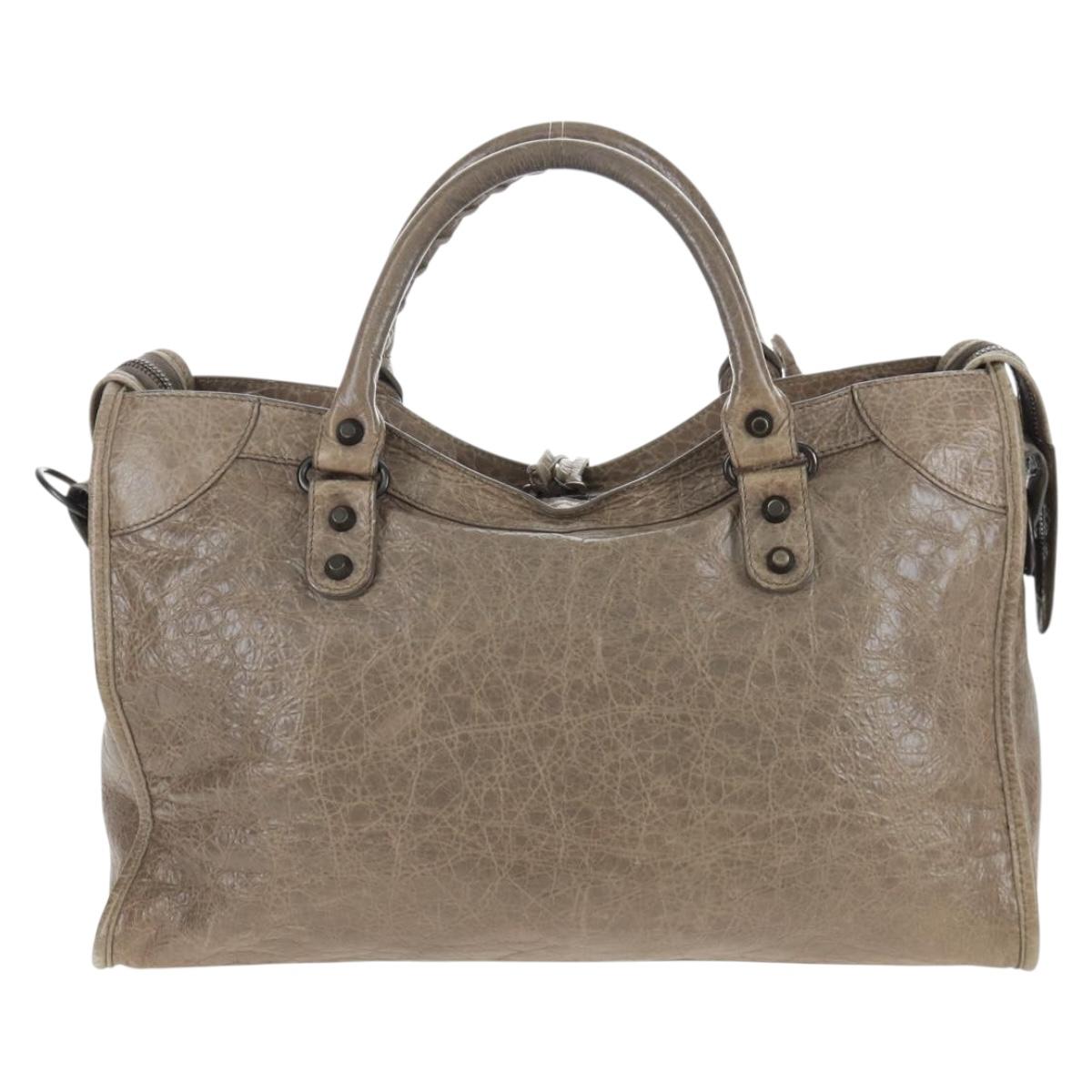 BALENCIAGA The City Hand Bag Leather Beige 115748 Auth yk20774M
