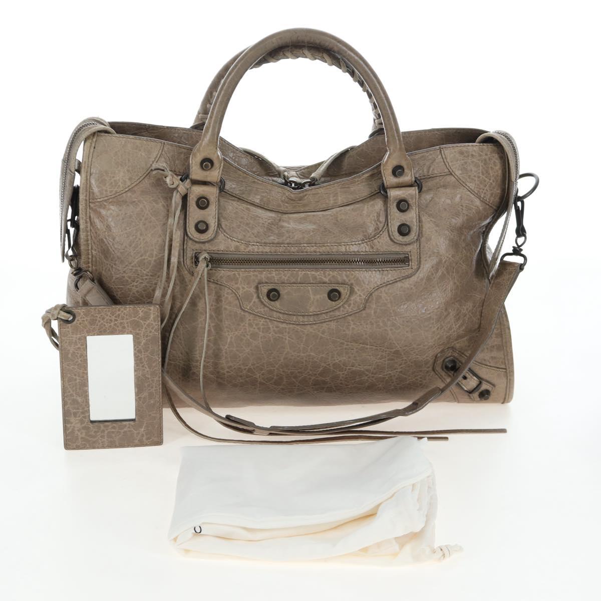 BALENCIAGA The City Hand Bag Leather Beige 115748 Auth yk20774M