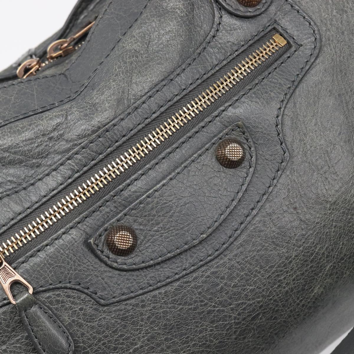 BALENCIAGA The City Hand Bag Leather 2way Gray Gold 281770 Auth yk20775M