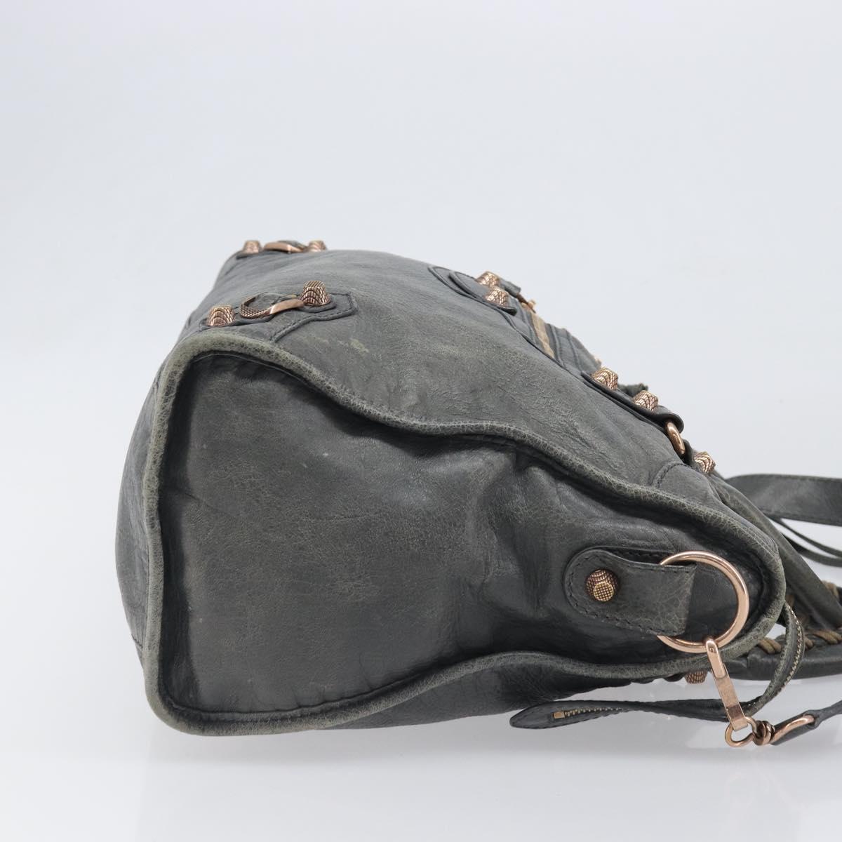 BALENCIAGA The City Hand Bag Leather 2way Gray Gold 281770 Auth yk20775M