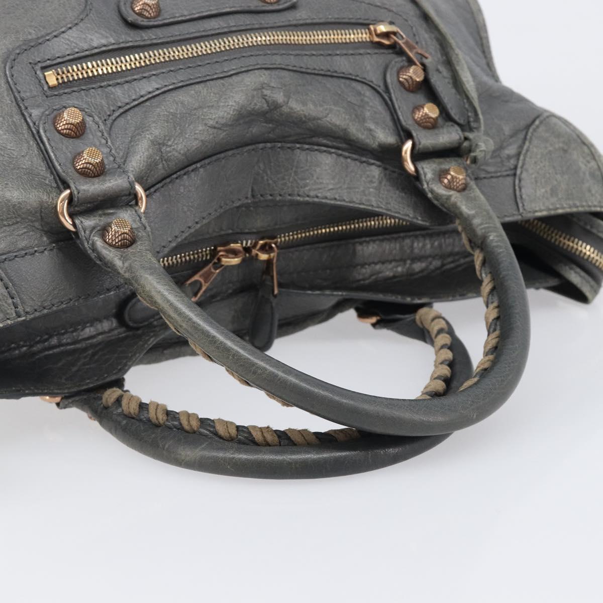 BALENCIAGA The City Hand Bag Leather 2way Gray Gold 281770 Auth yk20775M