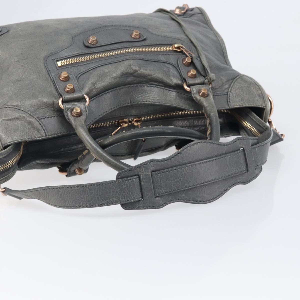 BALENCIAGA The City Hand Bag Leather 2way Gray Gold 281770 Auth yk20775M