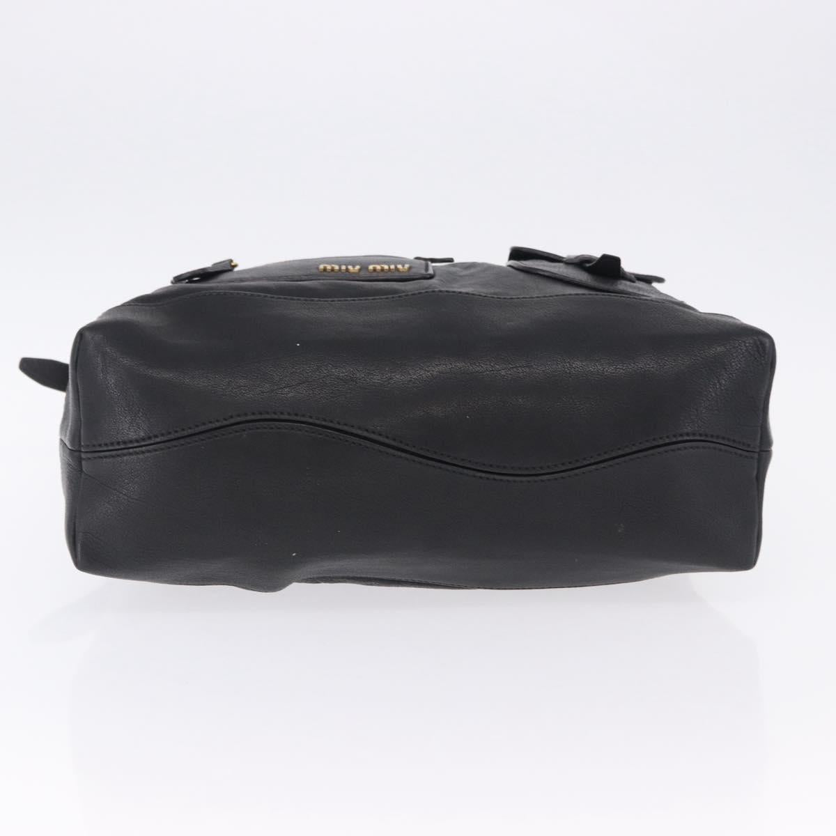 Miu Miu Shoulder Bag Leather Black Gold Auth yk20777M