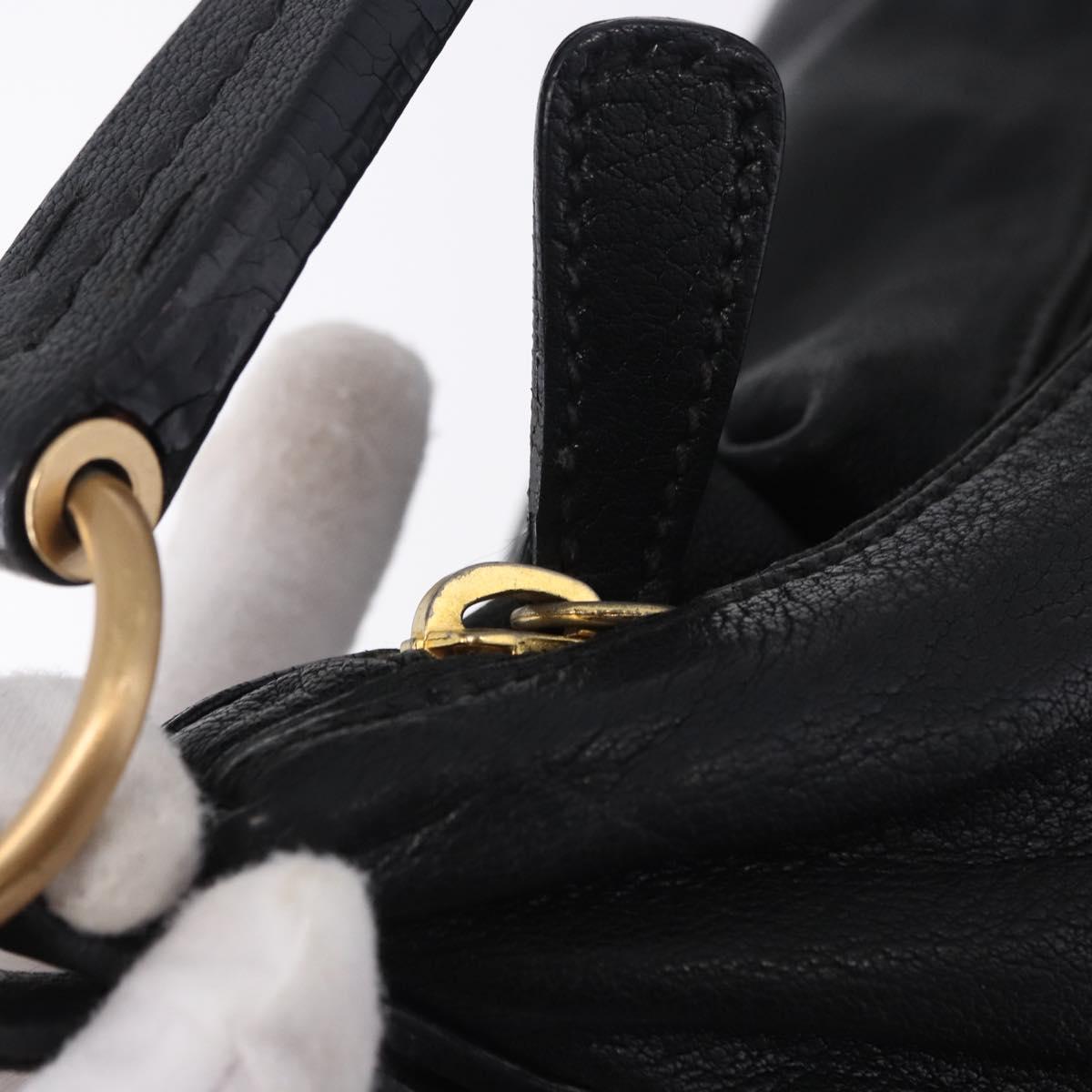 Miu Miu Shoulder Bag Leather Black Gold Auth yk20777M