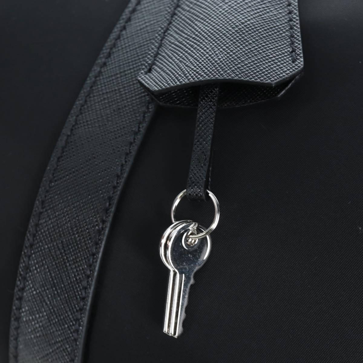 PRADA Boston Bag Nylon Leather 2way Black Silver 2VC007 Auth yk20779SAV
