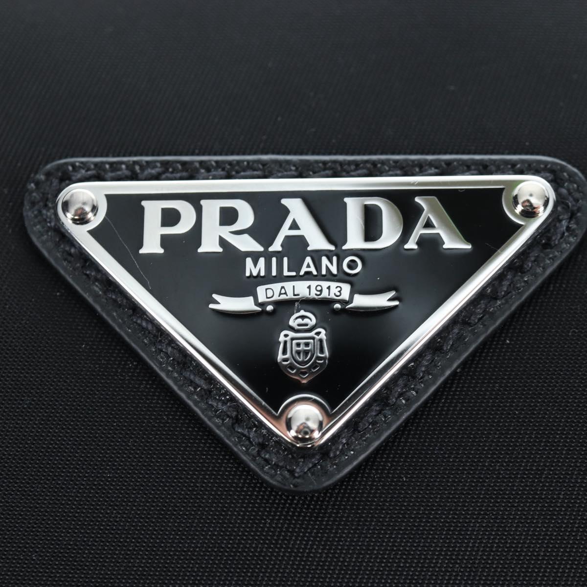 PRADA Boston Bag Nylon Leather 2way Black Silver 2VC007 Auth yk20779SAV
