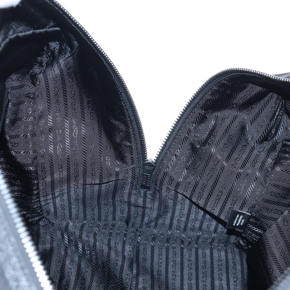 PRADA Boston Bag Nylon Leather 2way Black Silver 2VC007 Auth yk20779SAV