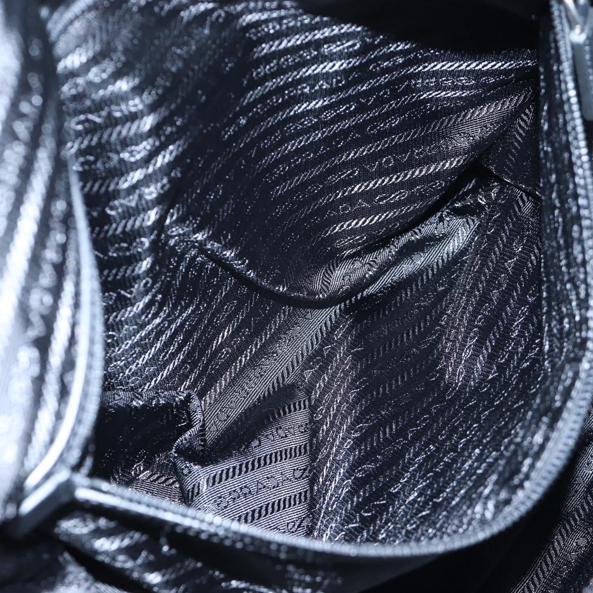 PRADA Boston Bag Nylon Leather 2way Black Silver 2VC007 Auth yk20779SAV