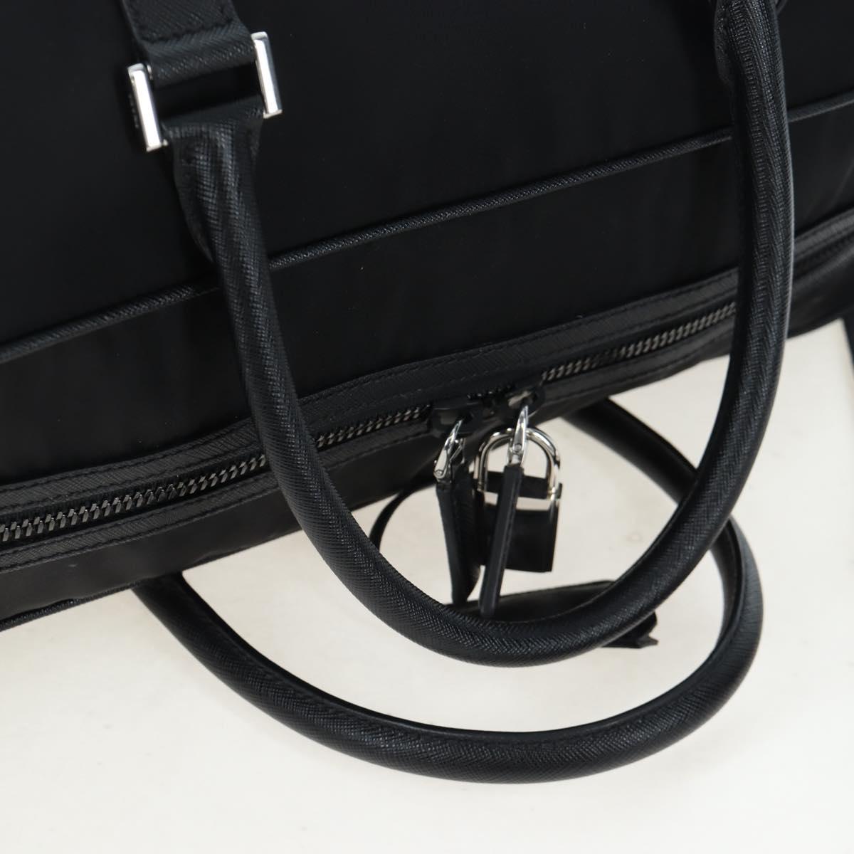 PRADA Boston Bag Nylon Leather 2way Black Silver 2VC007 Auth yk20779SAV