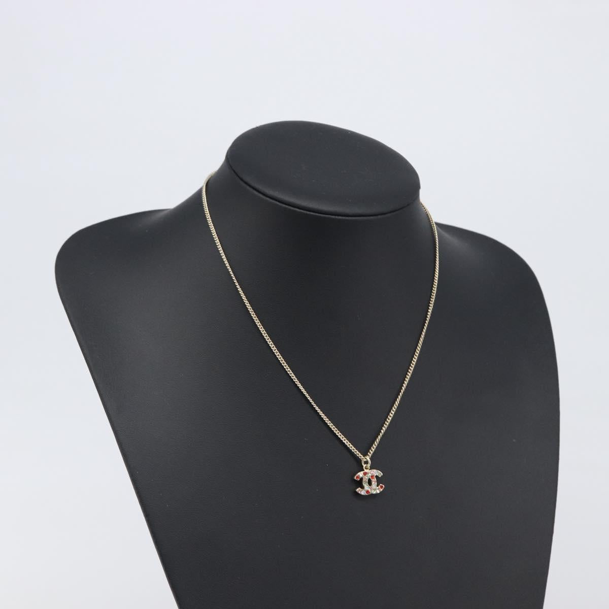 CHANEL COCO Mark Stone Necklace metal Multicolor CC Auth yk20780M