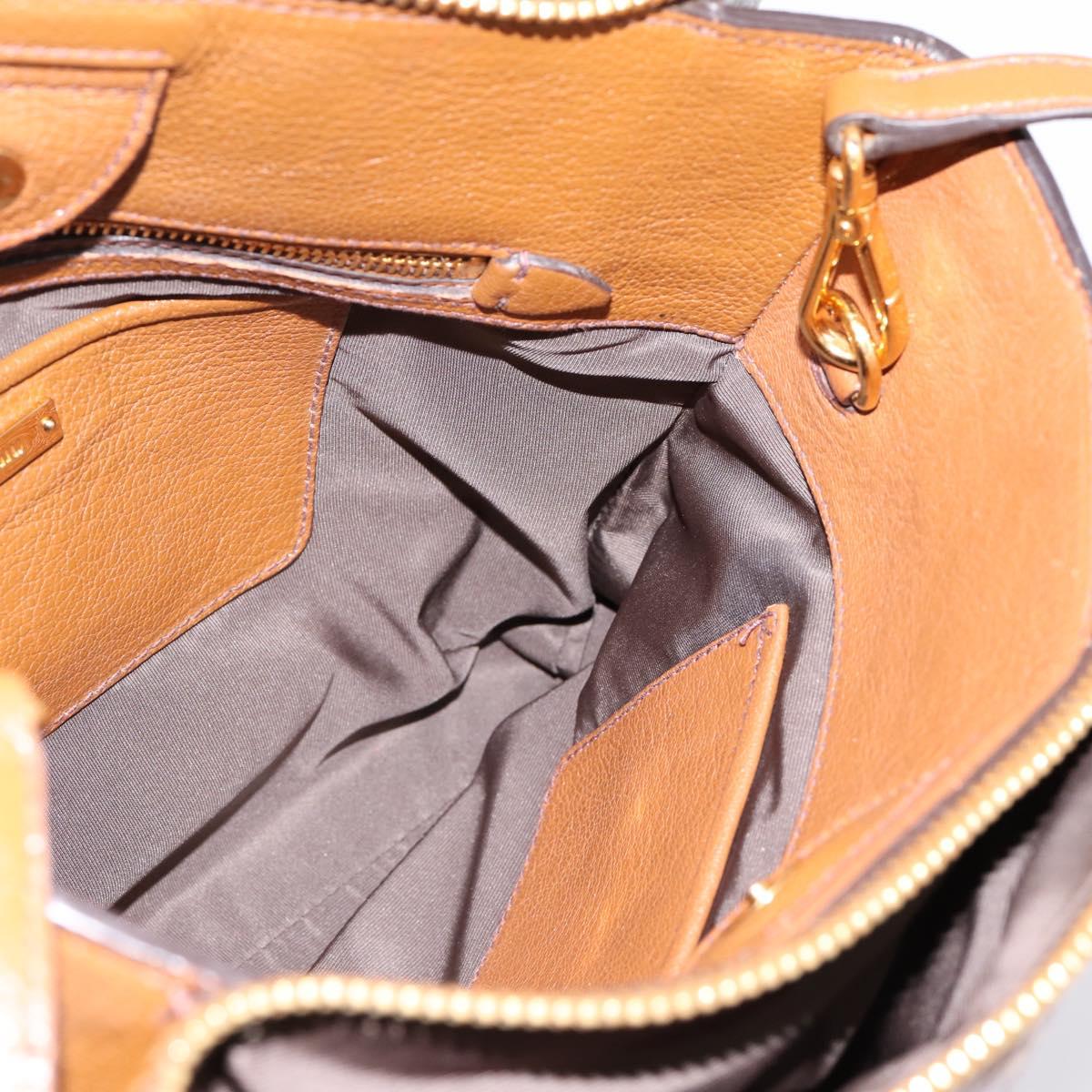 Miu Miu Hand Bag Leather 2way Brown Gold Auth yk20781M