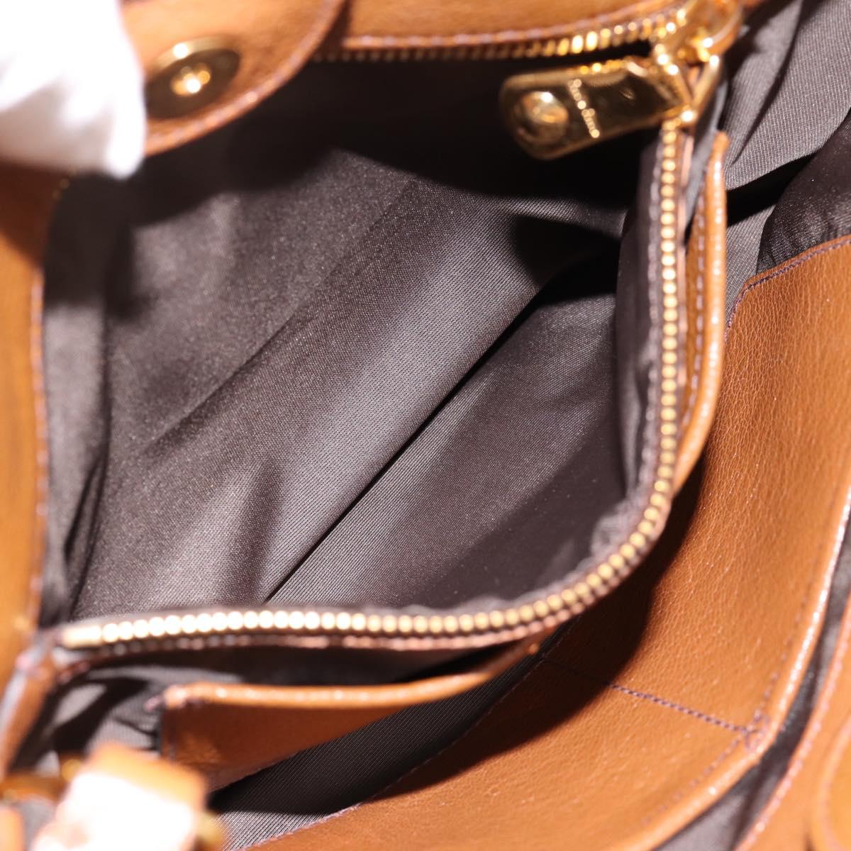 Miu Miu Hand Bag Leather 2way Brown Gold Auth yk20781M