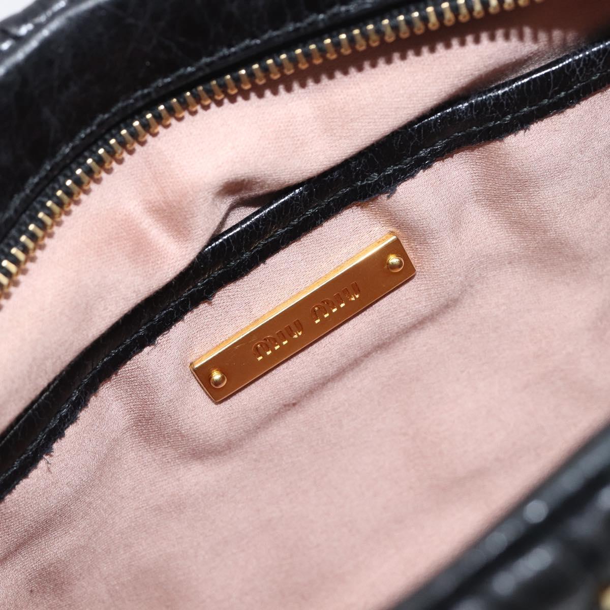 Miu Miu Matelasse Shoulder Bag Leather Black Gold Auth yk20786M