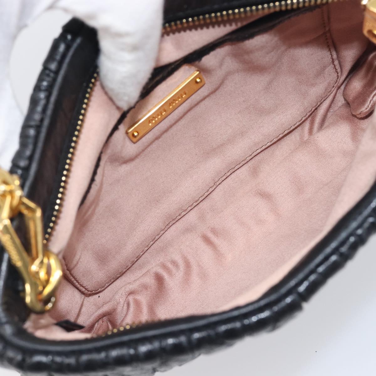 Miu Miu Matelasse Shoulder Bag Leather Black Gold Auth yk20786M