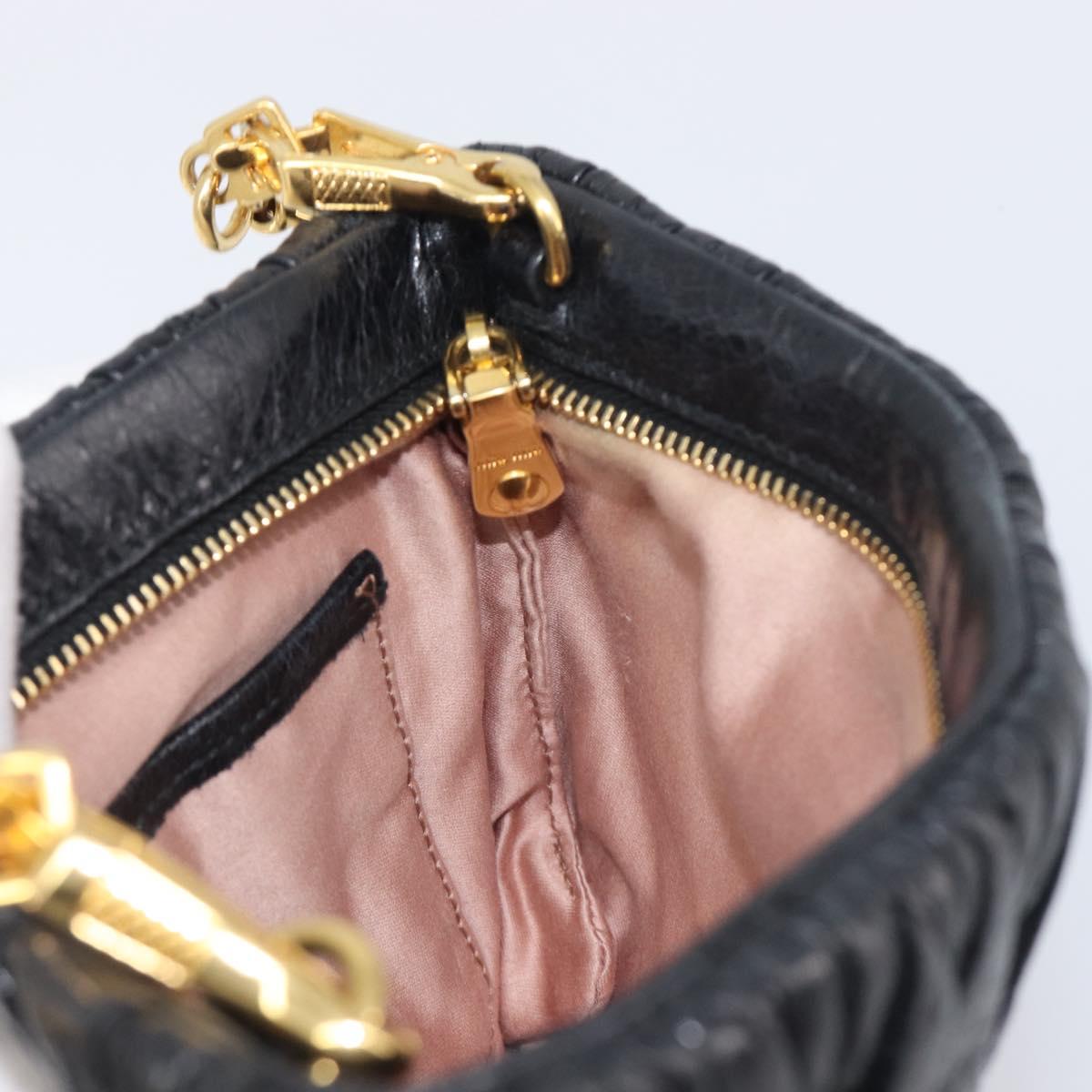 Miu Miu Matelasse Shoulder Bag Leather Black Gold Auth yk20786M