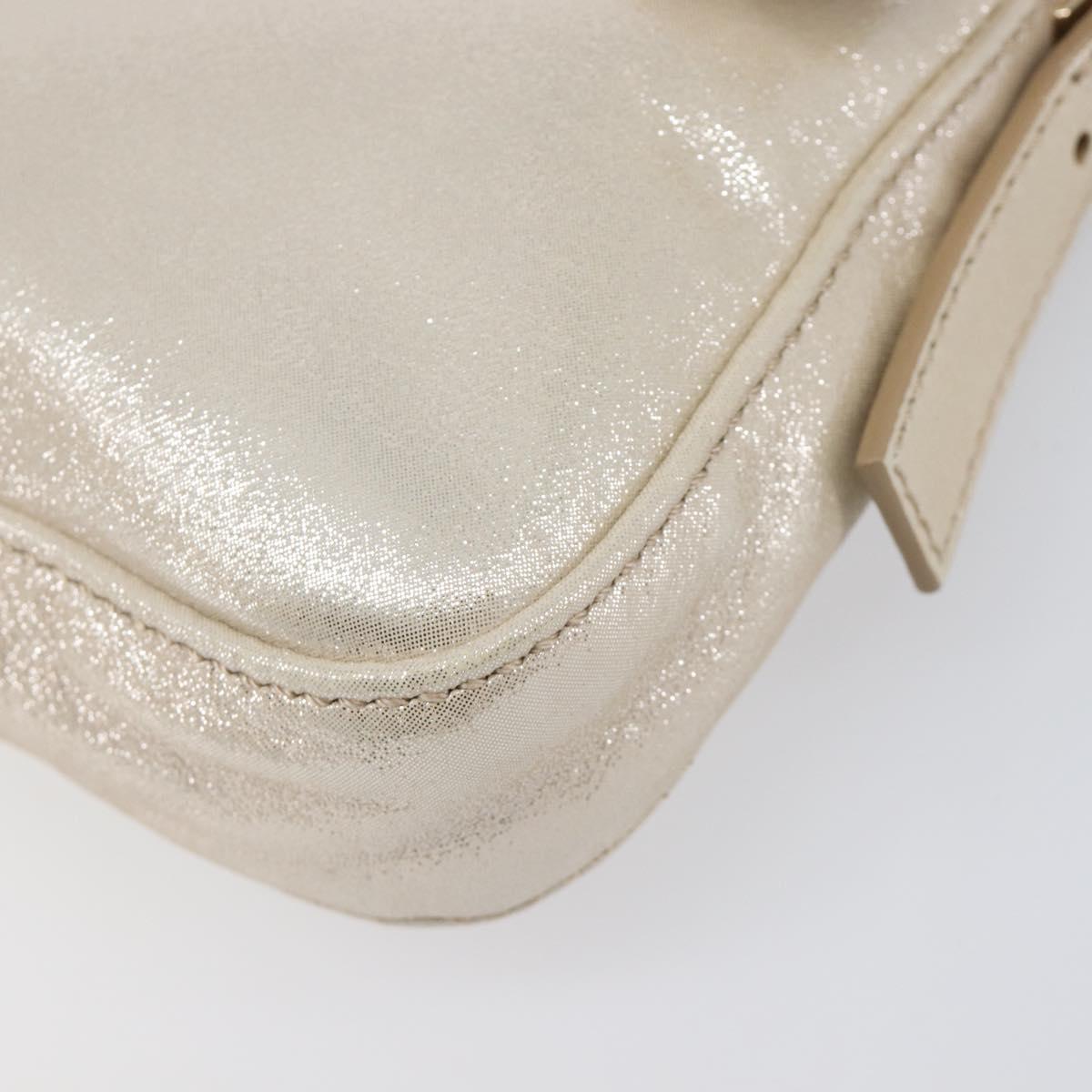 FENDI Rhinestone Mamma Baguette Shoulder Bag Leather Gold Tone Auth yk20787SM