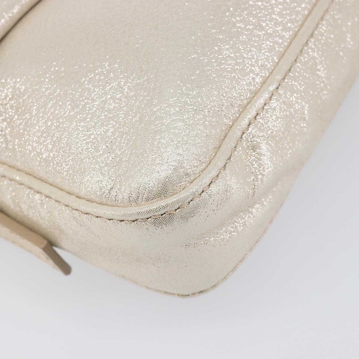 FENDI Rhinestone Mamma Baguette Shoulder Bag Leather Gold Tone Auth yk20787SM