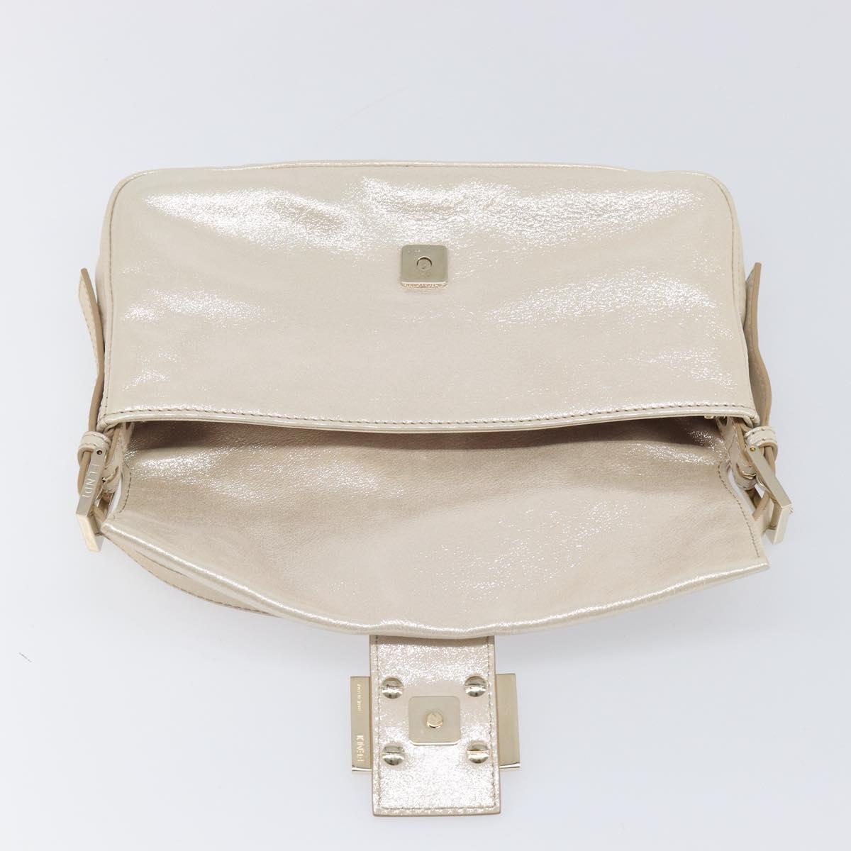 FENDI Rhinestone Mamma Baguette Shoulder Bag Leather Gold Tone Auth yk20787SM