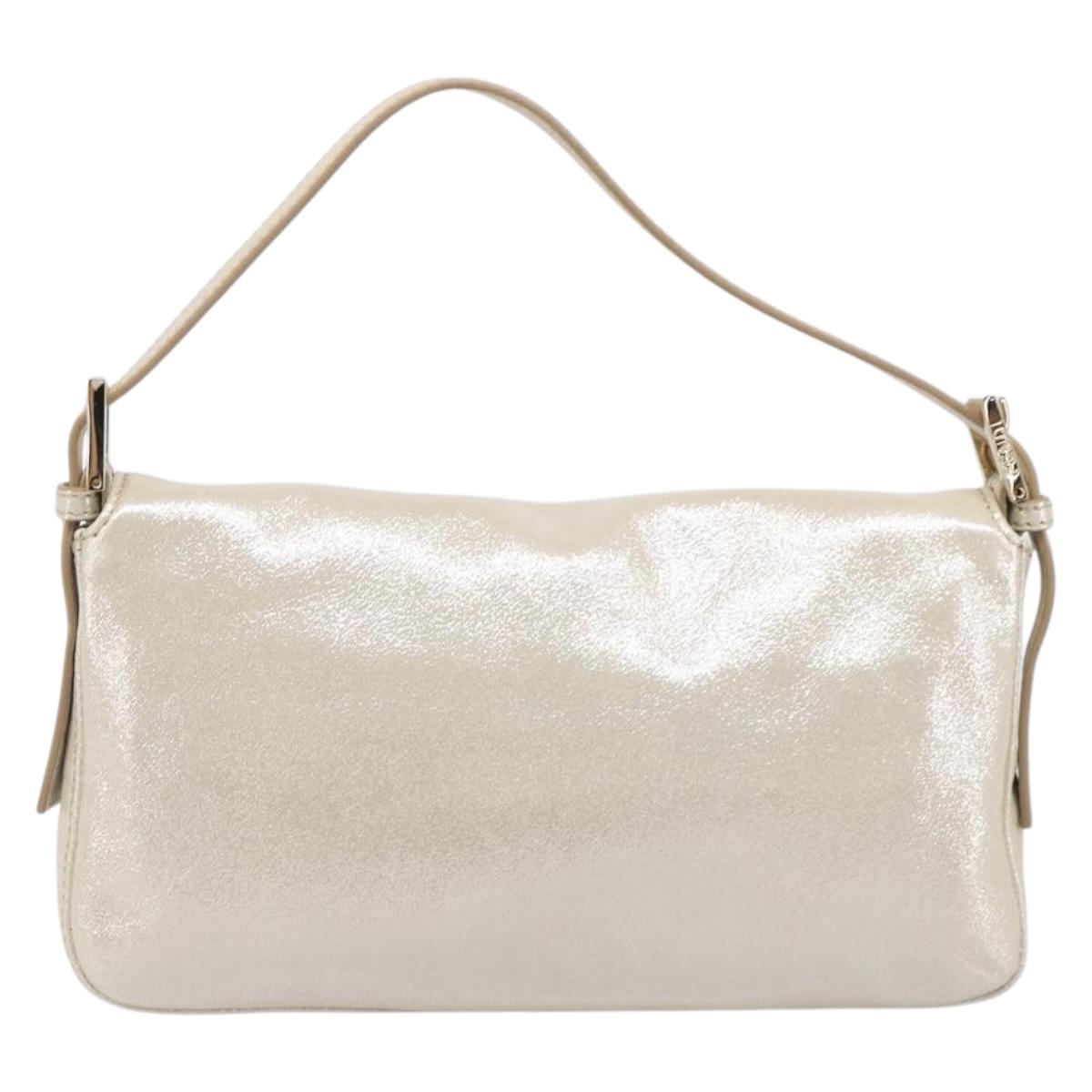 FENDI Rhinestone Mamma Baguette Shoulder Bag Leather Gold Tone Auth yk20787SM