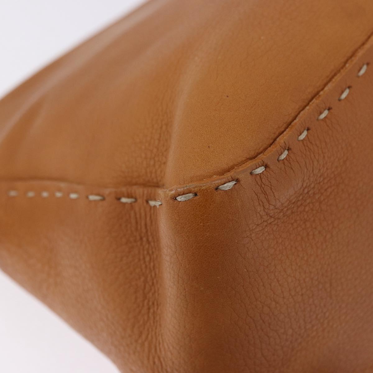 FENDI Selleria Mamma Baguette Shoulder Bag Leather Brown Silver Auth yk20788SAM