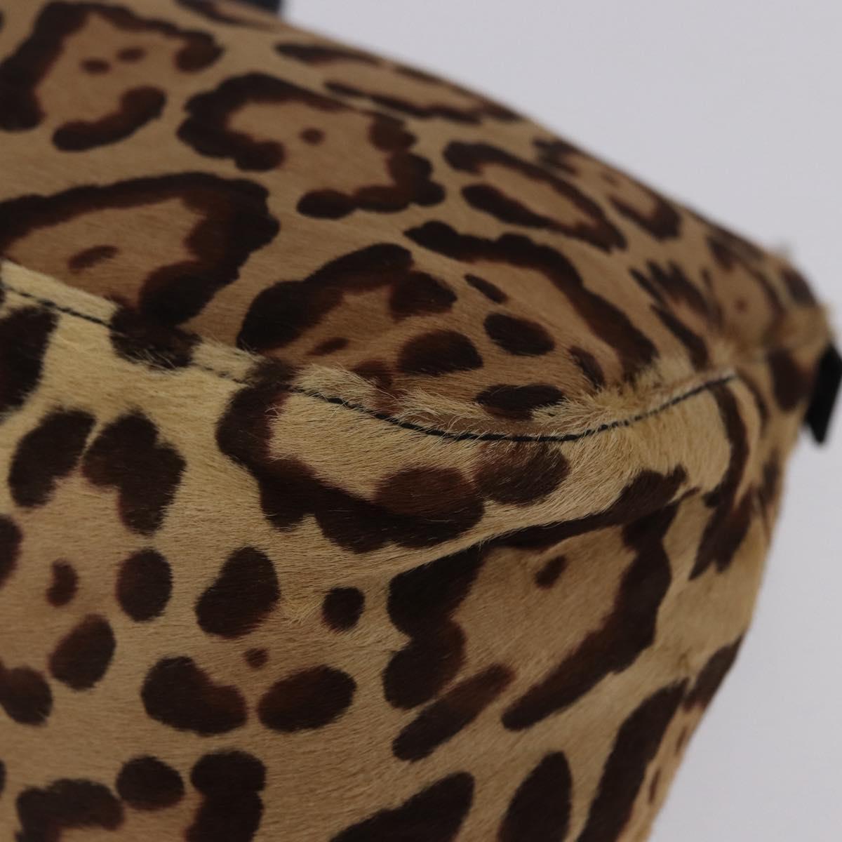 FENDI Leopard Pattern Mamma Baguette Bag Harako Leather Brown Auth yk20789SAM