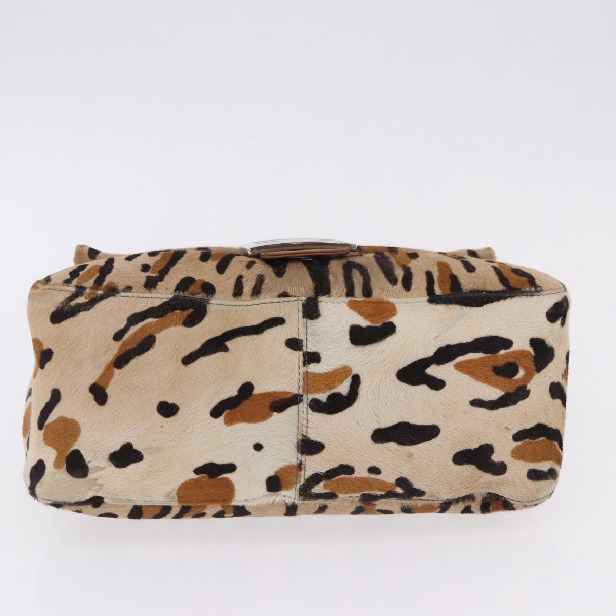 FENDI Leopard Pattern Mamma Baguette Bag Harako Leather Brown Auth yk20790SAM