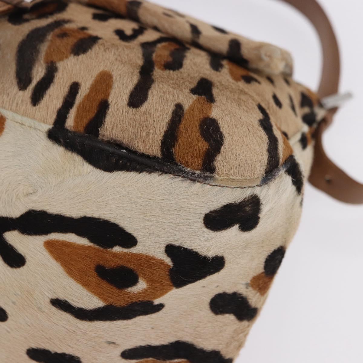 FENDI Leopard Pattern Mamma Baguette Bag Harako Leather Brown Auth yk20790SAM