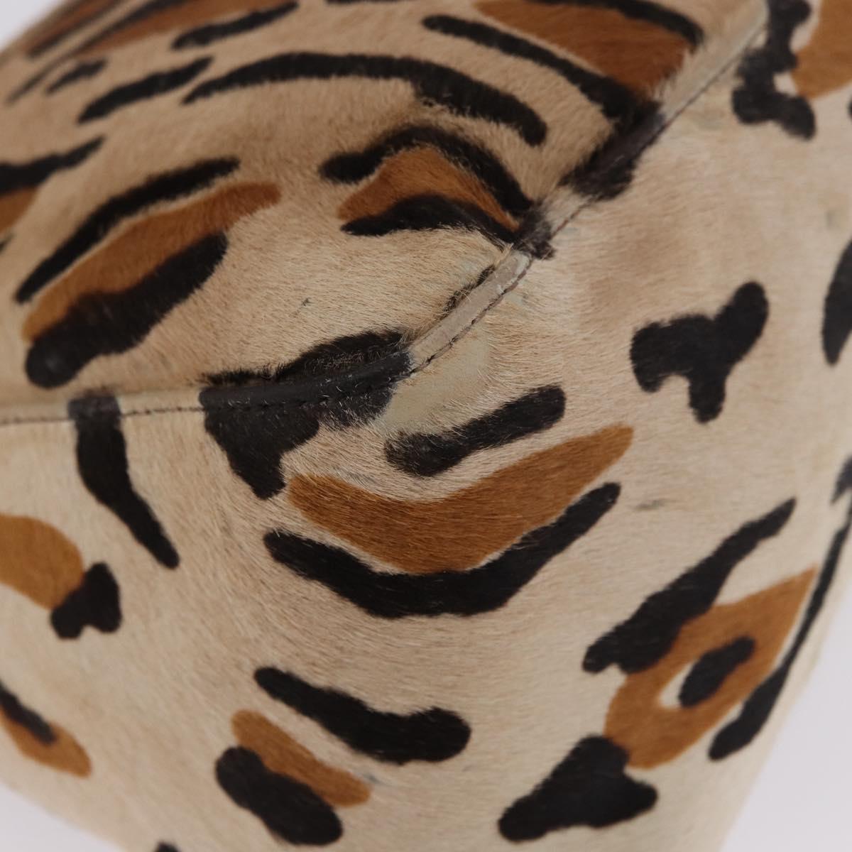 FENDI Leopard Pattern Mamma Baguette Bag Harako Leather Brown Auth yk20790SAM