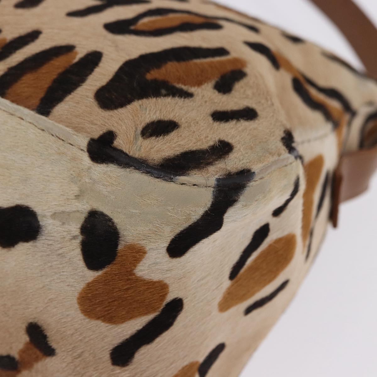 FENDI Leopard Pattern Mamma Baguette Bag Harako Leather Brown Auth yk20790SAM