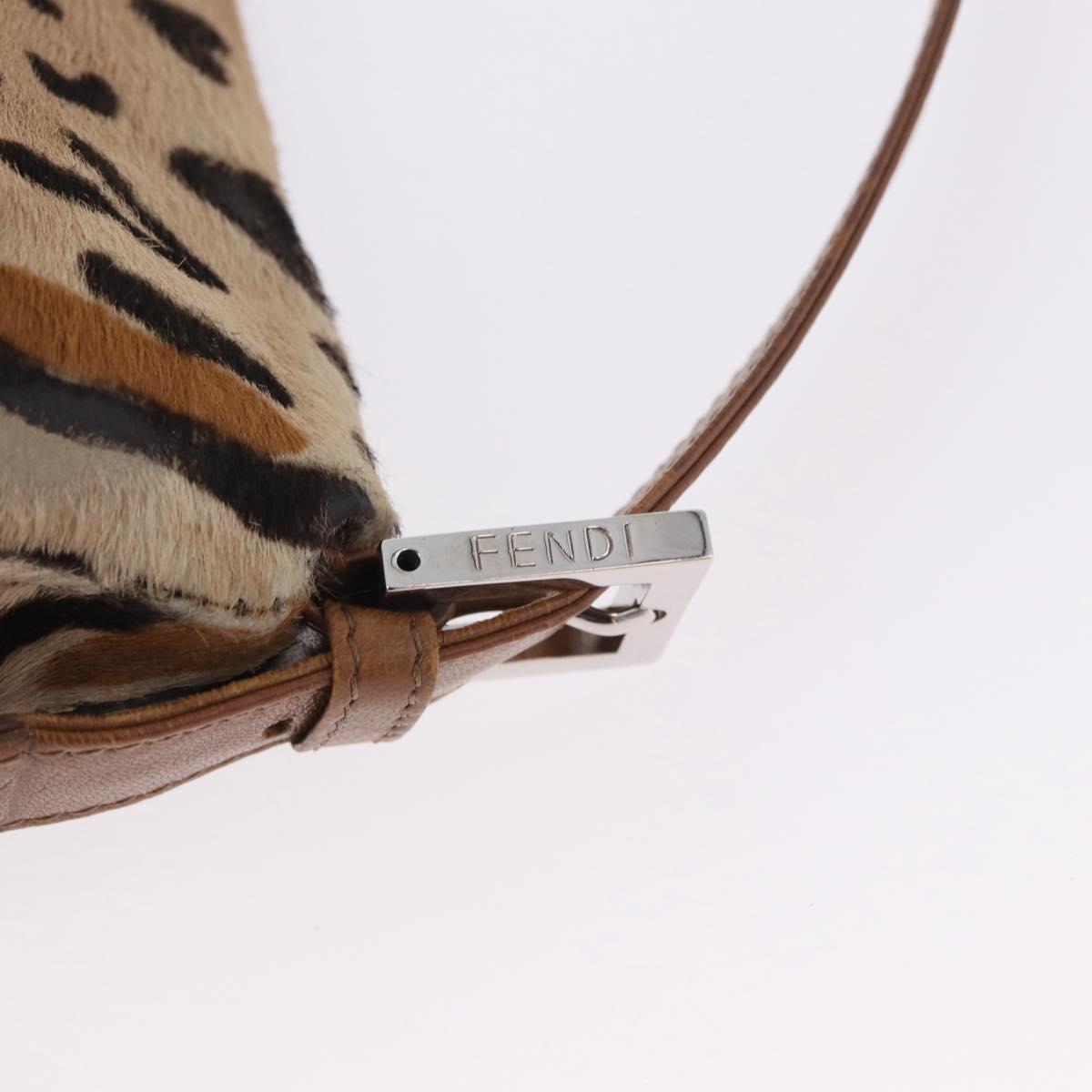 FENDI Leopard Pattern Mamma Baguette Bag Harako Leather Brown Auth yk20790SAM