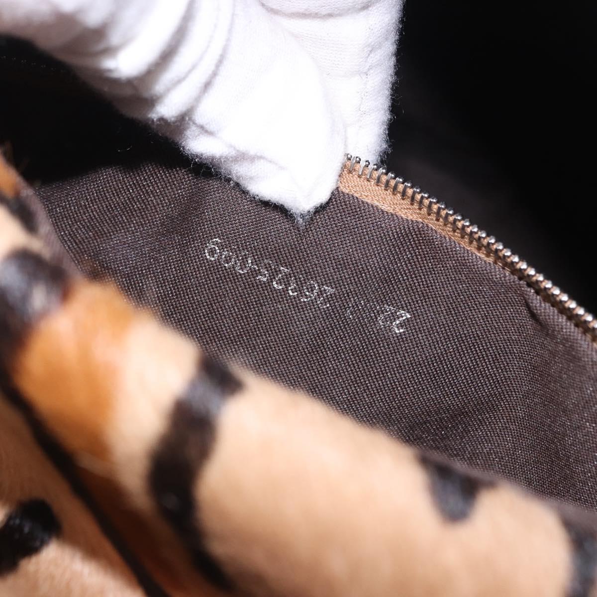 FENDI Leopard Pattern Mamma Baguette Bag Harako Leather Brown Auth yk20790SAM
