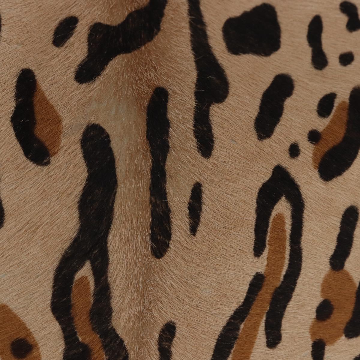 FENDI Leopard Pattern Mamma Baguette Bag Harako Leather Brown Auth yk20790SAM