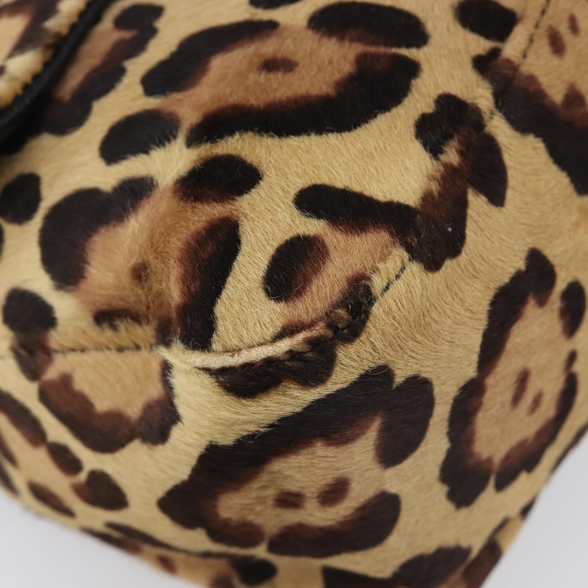 FENDI Leopard Pattern Mamma Baguette Bag Harako Leather Brown Auth yk20791SAM