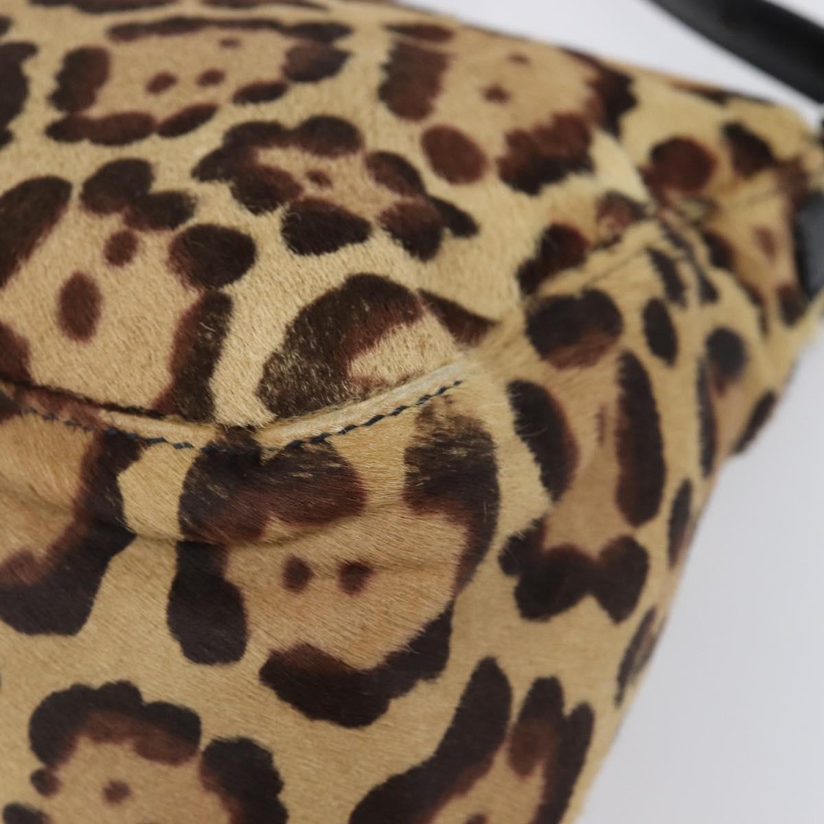 FENDI Leopard Pattern Mamma Baguette Bag Harako Leather Brown Auth yk20791SAM