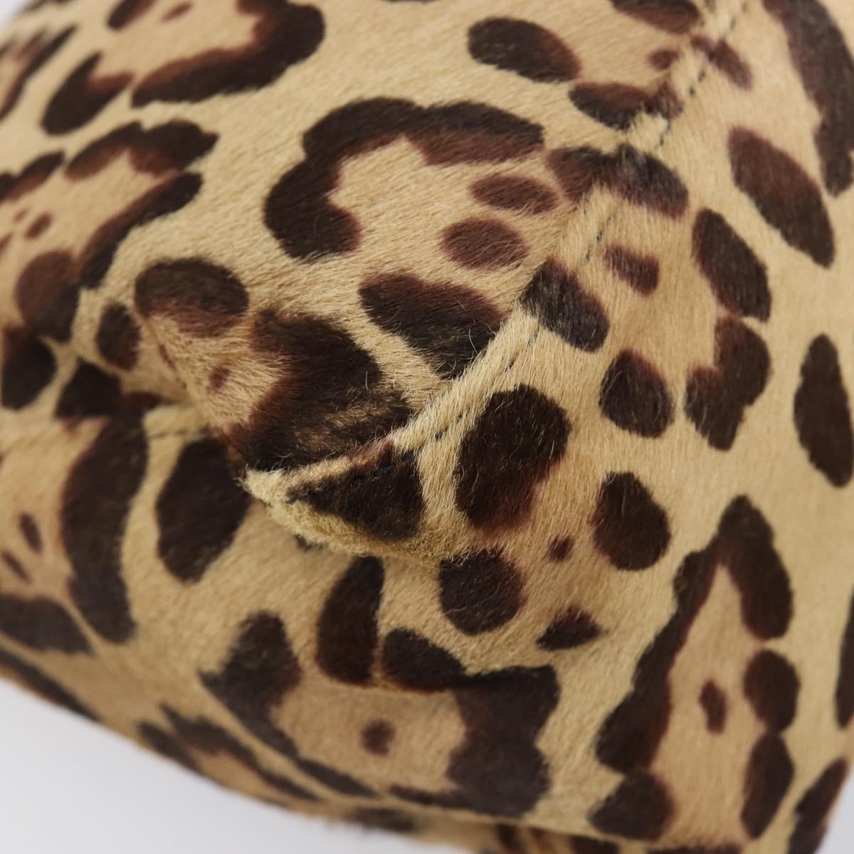 FENDI Leopard Pattern Mamma Baguette Bag Harako Leather Brown Auth yk20791SAM