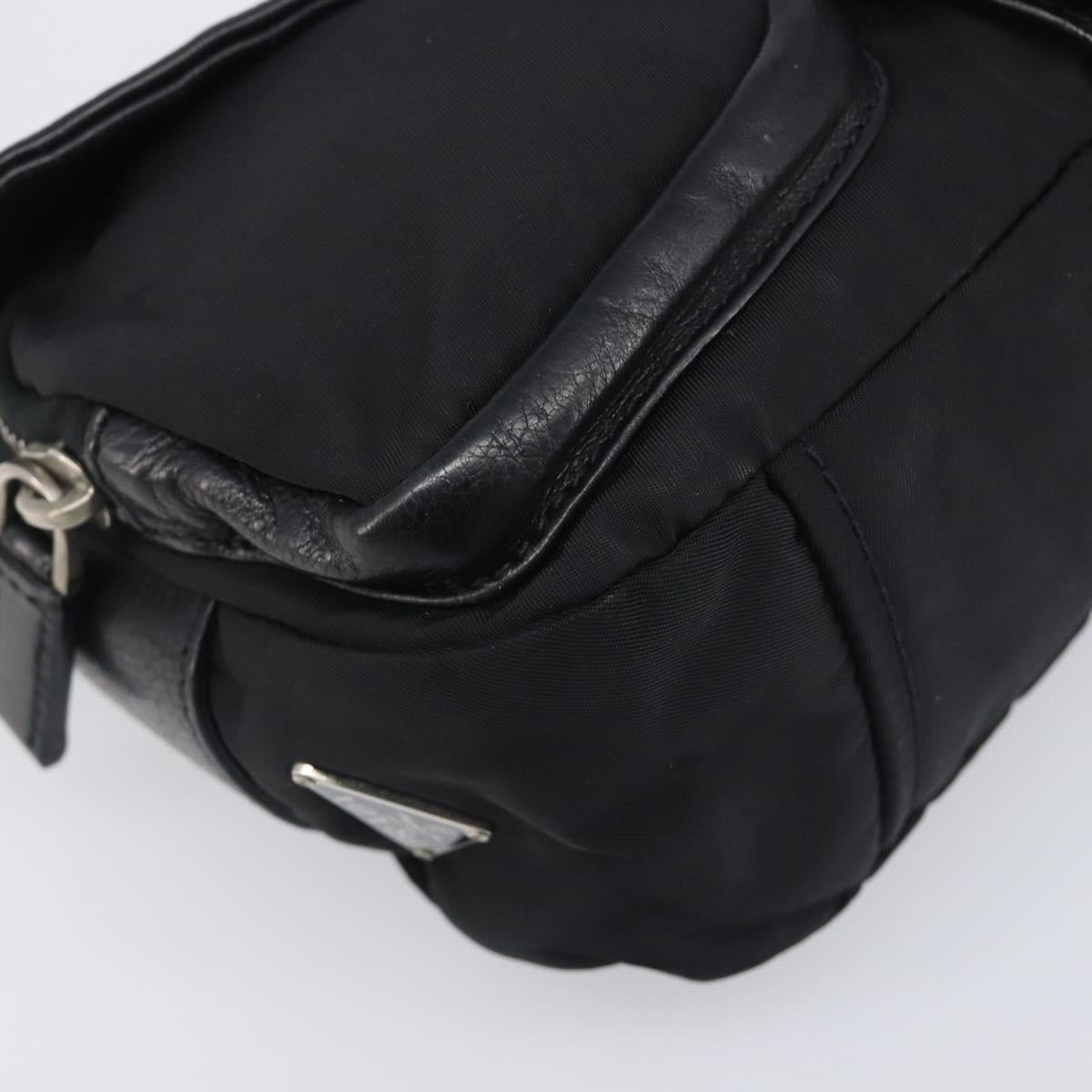 PRADA Hand Bag Nylon Black Silver Auth yk20793V