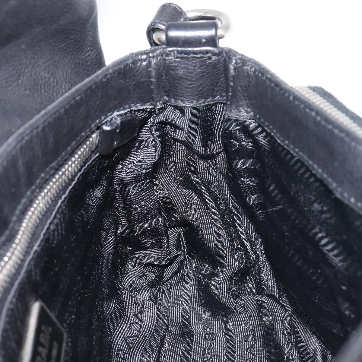 PRADA Hand Bag Nylon Black Silver Auth yk20793V