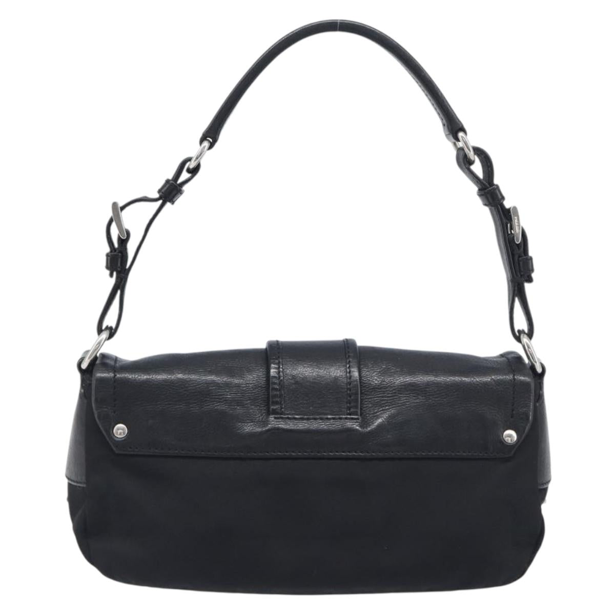 PRADA Hand Bag Nylon Black Silver Auth yk20793V