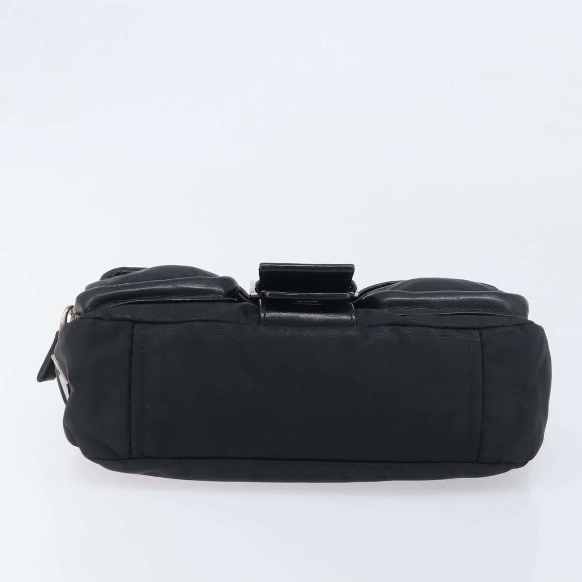 PRADA Hand Bag Nylon Black Silver Auth yk20793V