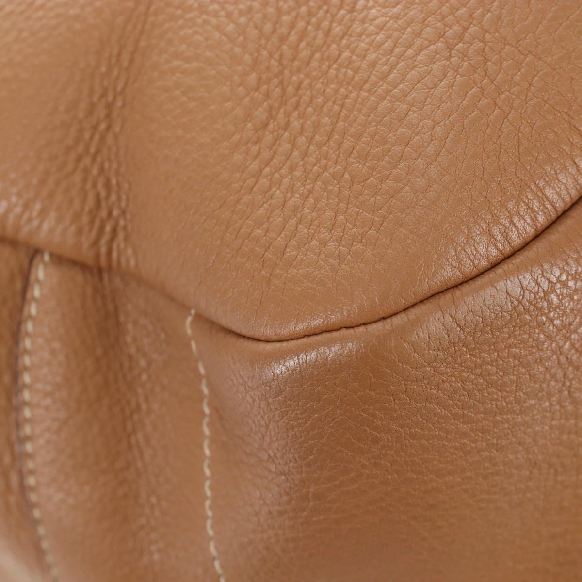 PRADA Shoulder Bag Leather Brown Gold Auth yk20795V
