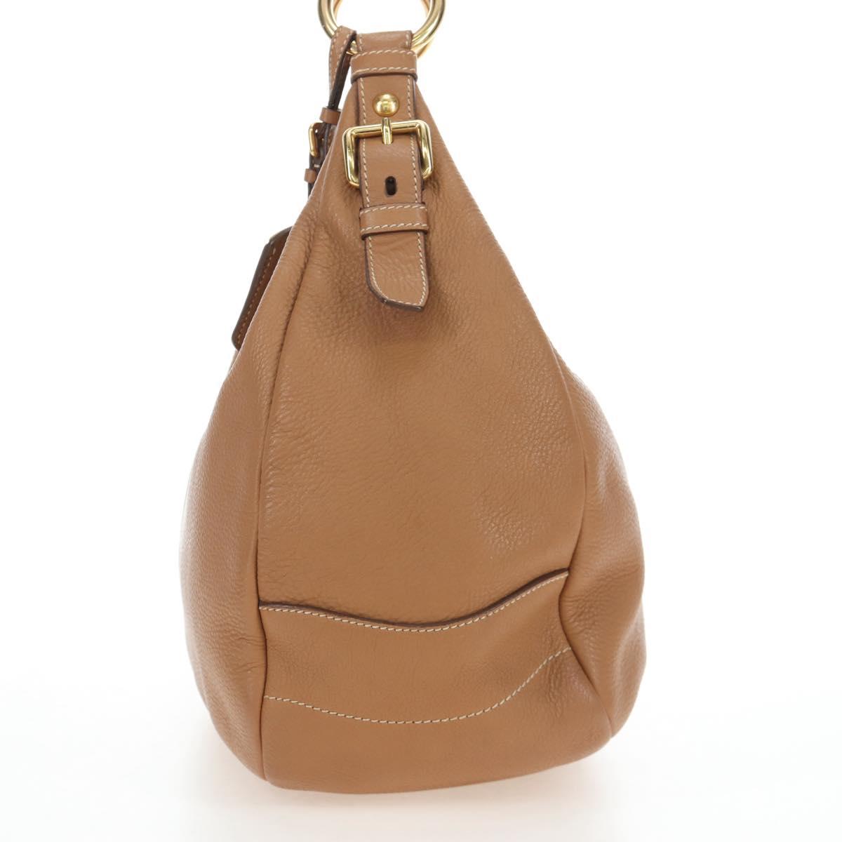 PRADA Shoulder Bag Leather Brown Gold Auth yk20795V