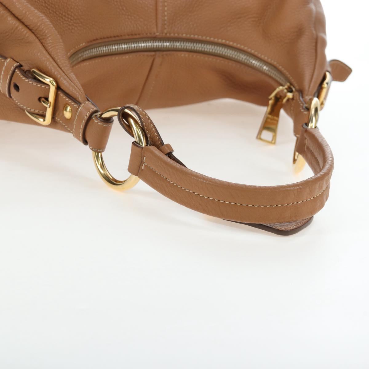 PRADA Shoulder Bag Leather Brown Gold Auth yk20795V