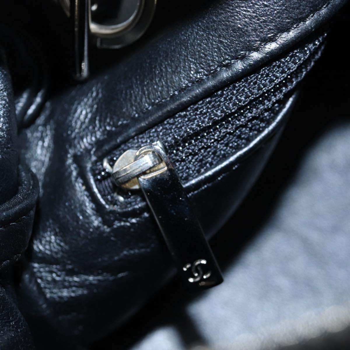 CHANEL Chain Matelasse Shoulder Bag Caviar Skin Black Silver CC Auth yk20796SAV