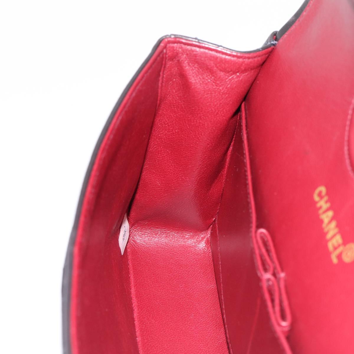 CHANEL Double Flap Chain Matelasse 25 Bag Lamb Skin Black Gold Auth yk20797SAM