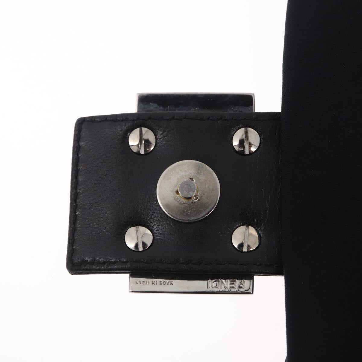 FENDI Mamma Baguette Shoulder Bag Cotton Jersey Black Silver Auth yk20801V
