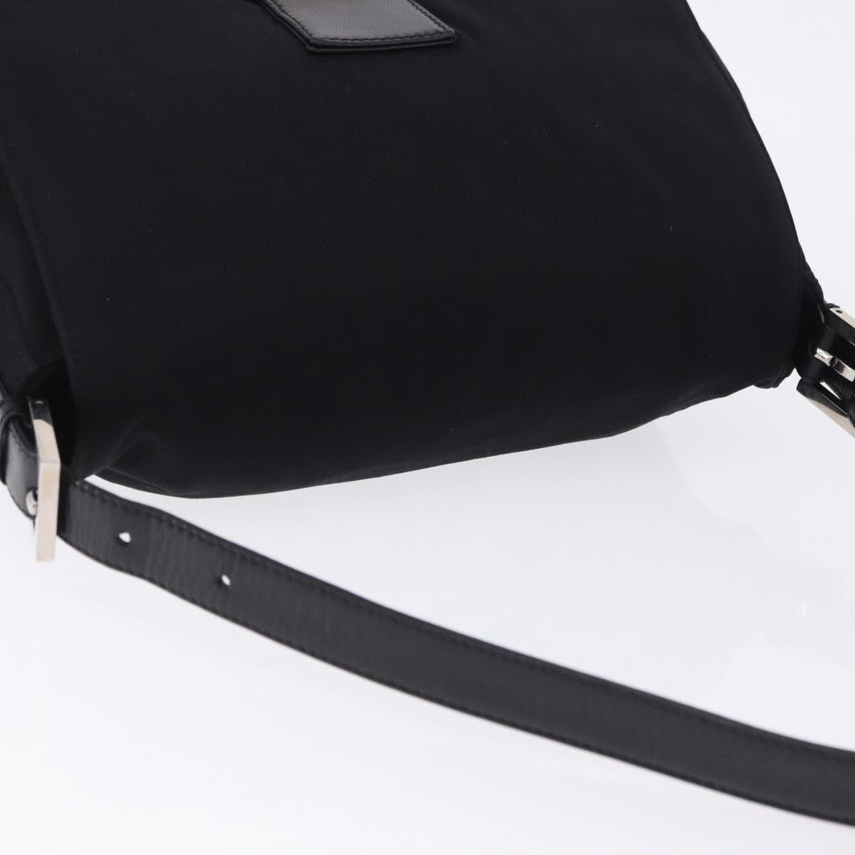 FENDI Mamma Baguette Shoulder Bag Cotton Jersey Black Silver Auth yk20801V