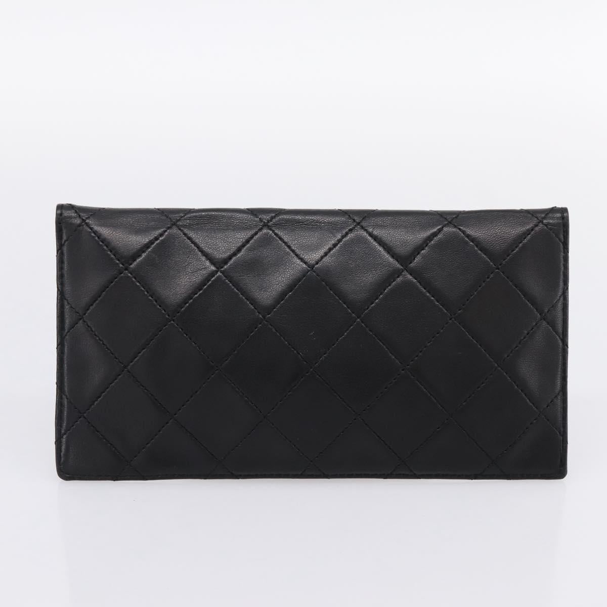 CHANEL Double Flap Chain Matelasse Bag Lamb Skin Black Gold CC Auth yk20805SAM
