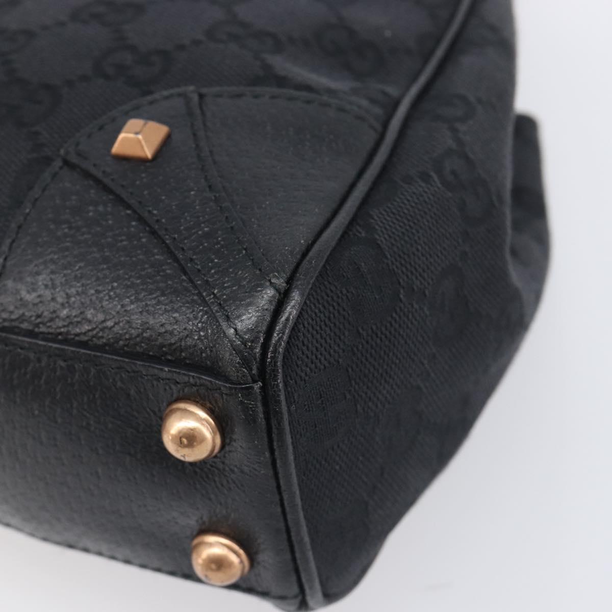 GUCCI GG Canvas Jackie Hand Bag Leather Black 124409 Auth yk20807V