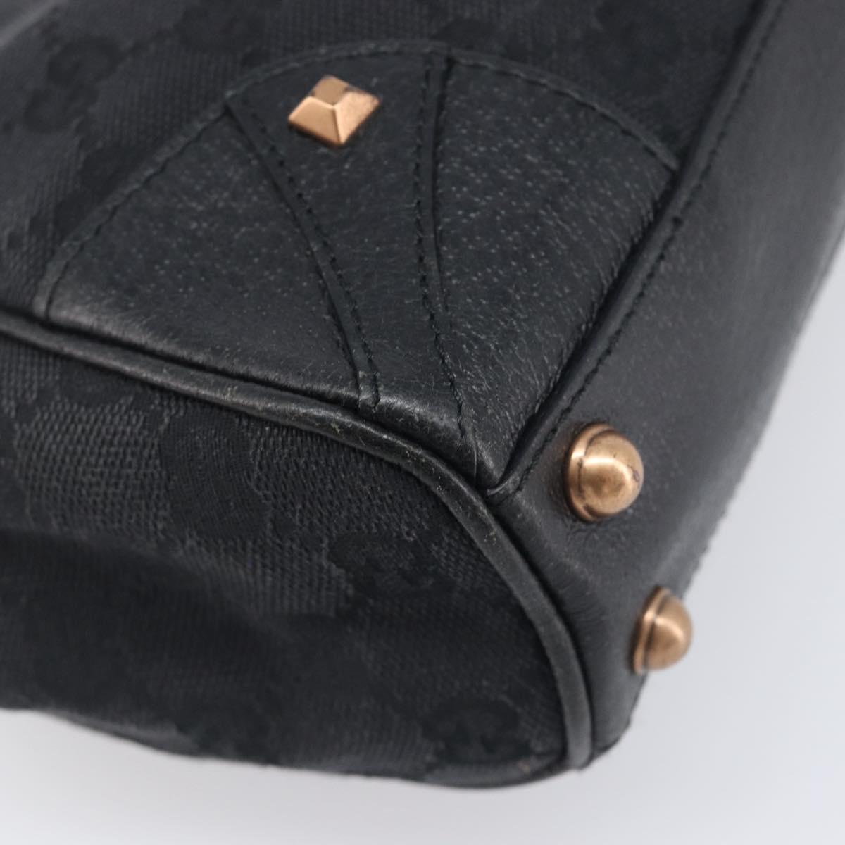GUCCI GG Canvas Jackie Hand Bag Leather Black 124409 Auth yk20807V
